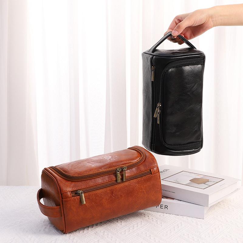 Groomsmen Gift Leather Toiletry Bag for Men Travel Shaving Kit Bathroom Bag Make Up Hanging Storage Wash Bags