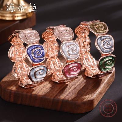 New Color Oil Geometric Rose Elastic Bracelet Fashion Premium Ladies Versatile Alloy Bracelet