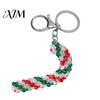 Handcrafted Keychain Handmade Christmas Beaded Keychain, Xmas Tree Wreath Gift Box Bell Key Ring Santa Keyring, Backpack Hanging Decor for Party