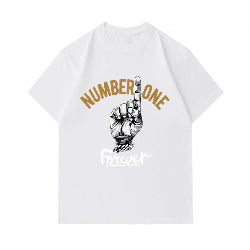 Men's 100% Cotton Crew Neck Short Sleeve T-Shirt, Number One Forever Hand Gesture Print Casual Comfortable Tee, Summer Regular Fit Daily Wear Top for