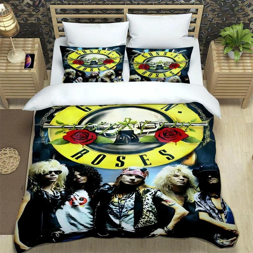 Rockeband Guns N' Roses Sengetøysett utsøkt sengetøy sett dynetrekk sengesett sengetøy luksus bursdagsgave