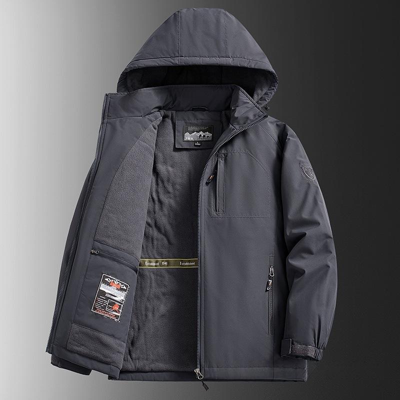 Men's Fleece-Lined Waterproof Winter Jacket - Warm, Plus Size, Outdoor Windproof Coat