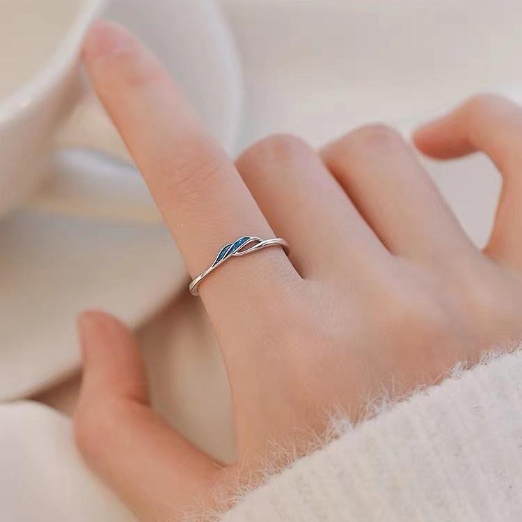 Women's High-End 925 Sterling Silver Blue Ocean Open Ring