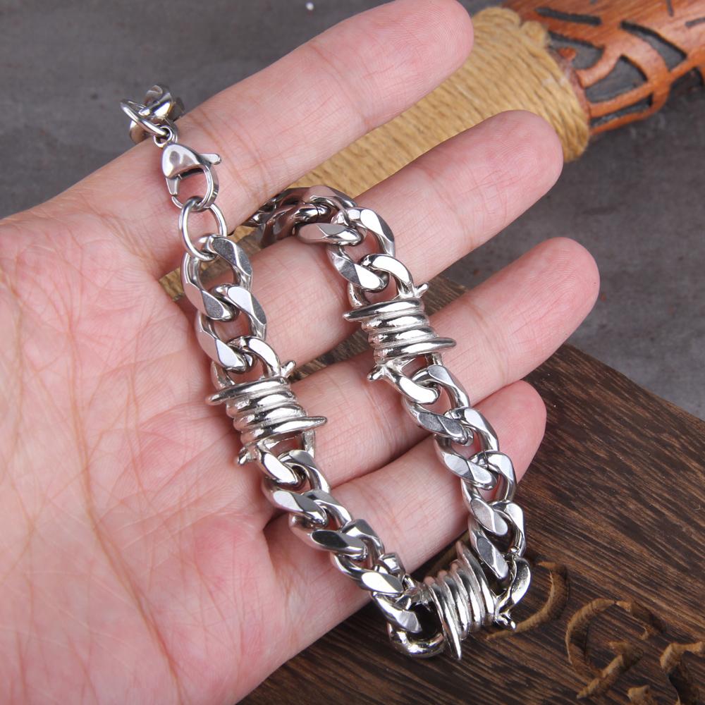 Fashion Cast Cuban Chain Male Thin Stainless Steel Bracelet and Necklace Polished Chain Four Sides Cut Boyfriend Gift