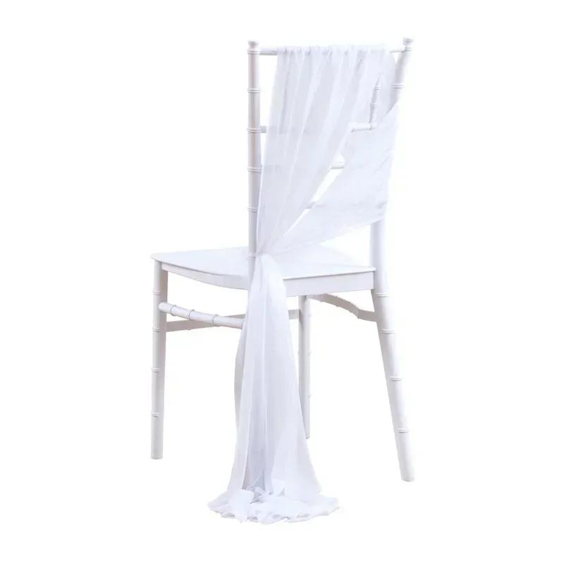 10/50 ks 17x250cm Šifonové mašle na židle Svatba Židle Baby Shower Potahy Stuha Svatba Párty Banket Akce Ulička Židle Dekorace