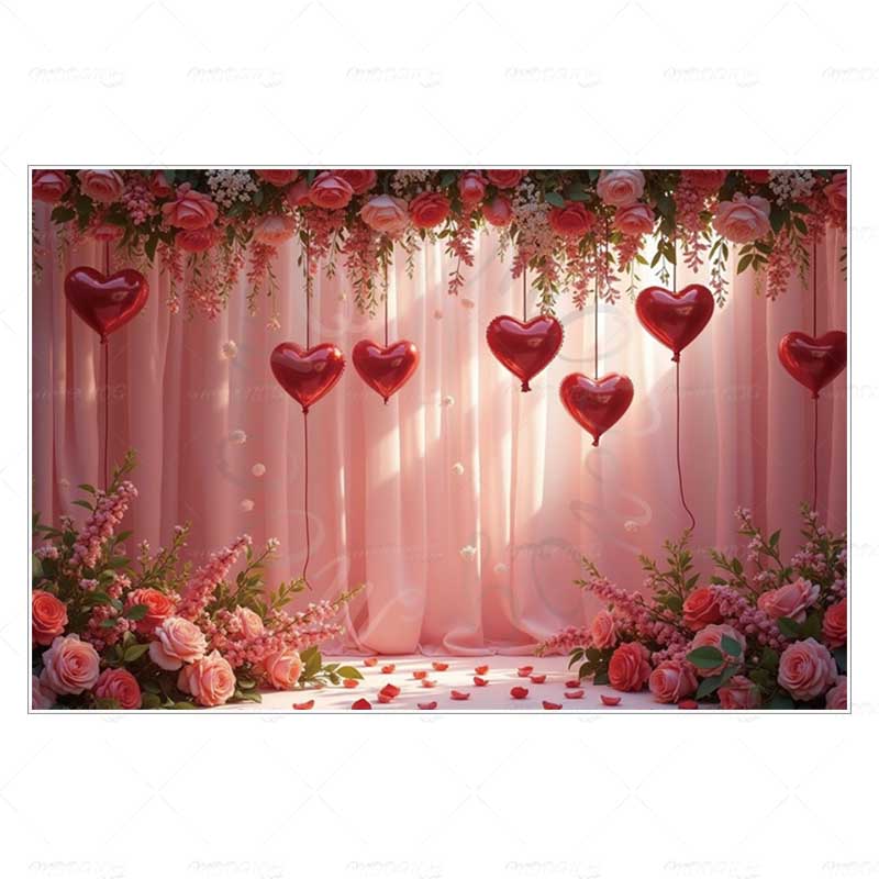 MOON.QG Valentine's Day Decoration Photo Background Candy Shop Teddy Bear Rose Soad Backdrops For Photography Studio Photozone