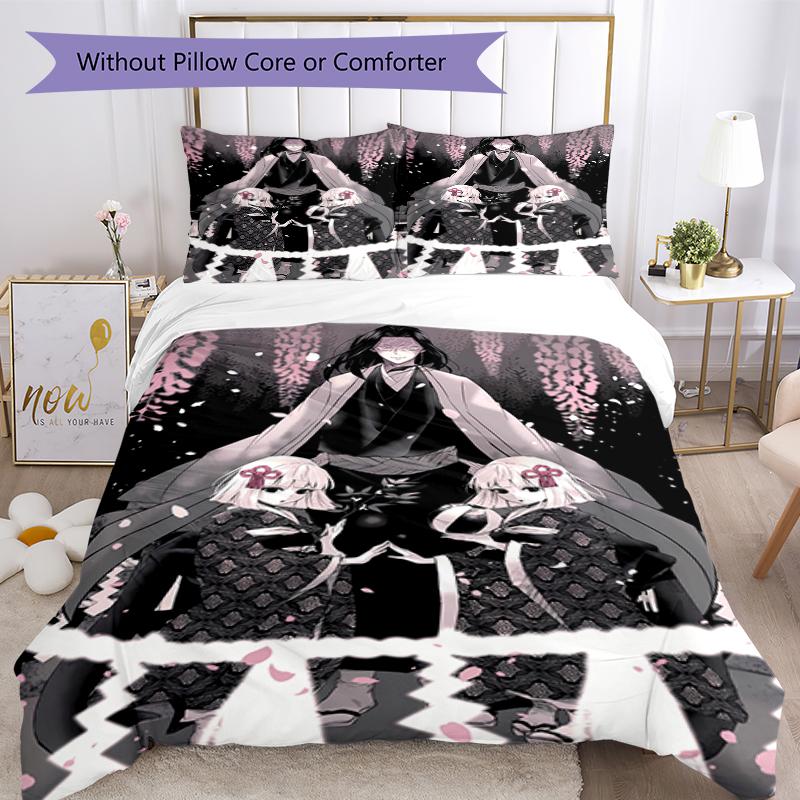 3pcs Demon Slayer Characters Pattern Bedding Set Duvet Cover Set Includes Duvet Cover &pillowcases, Perfect All Season Bedroom Decoration & Gift