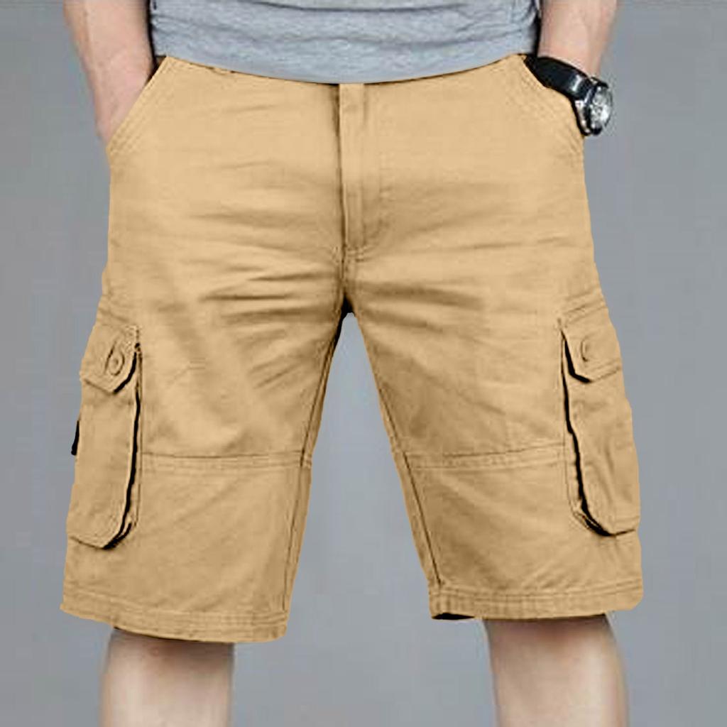 Men's OutdoorLoose Casual Pants Multi-Pocket Solid Color Cargo Shorts
