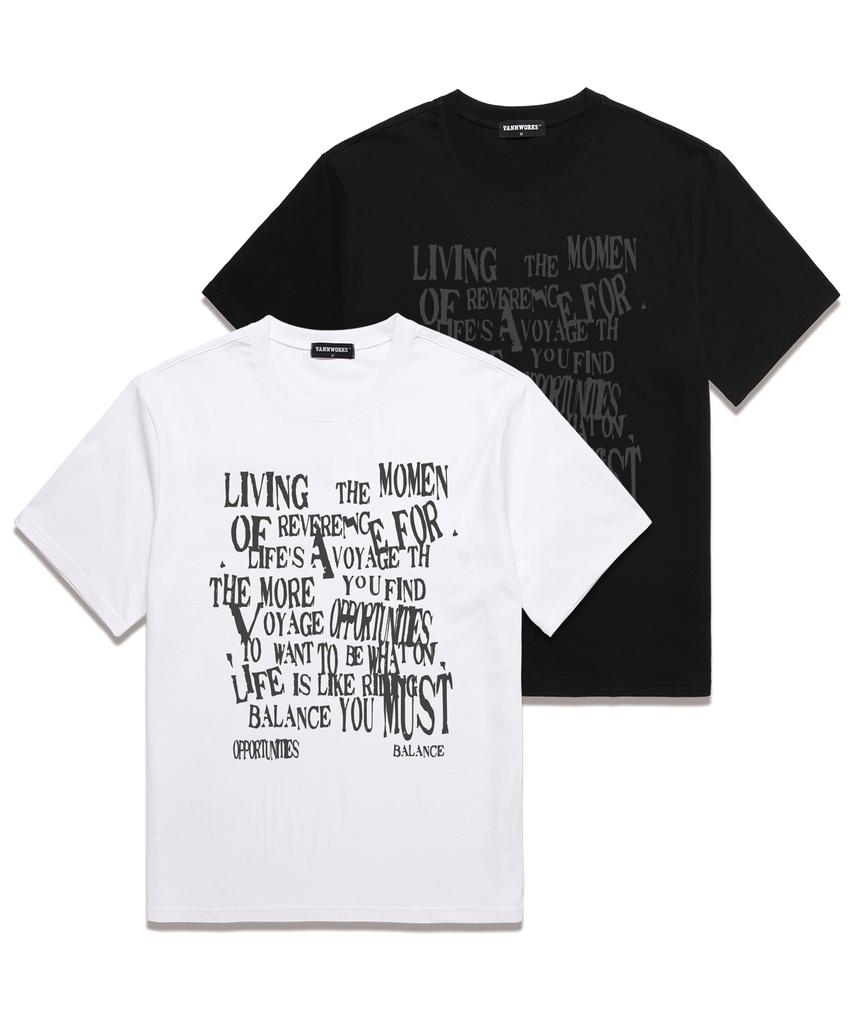 VANNWORKS Balance Typo Oversized Short Sleeve T-Shirt (Vs0109) Black