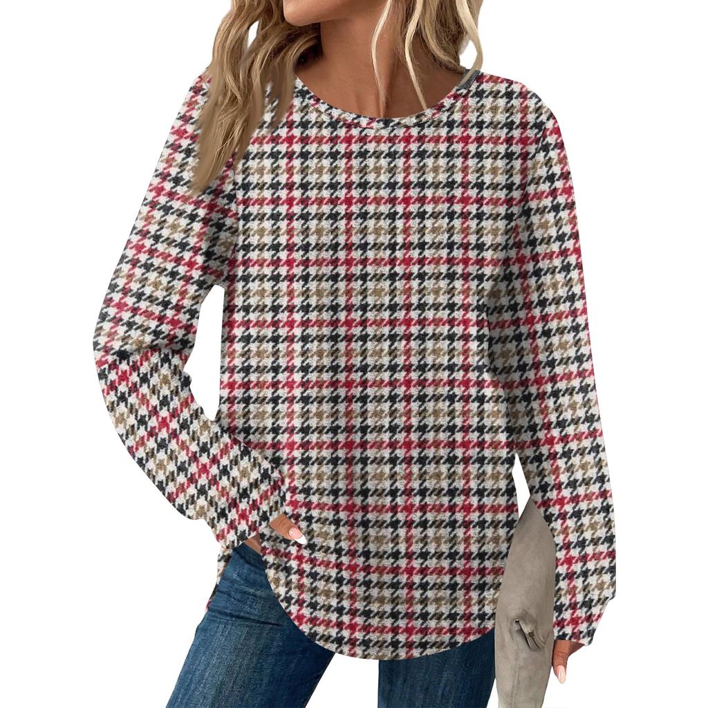 Γυναικείο Μόδα Casual Φαρδύ Μπλουζάκι με Στρογγυλή Λαιμόκοψη και Μακρύ Μανίκι με Εκτύπωση