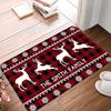 Christmas Red Checkered Pattern Doormat Anti-Slip Machine Washable Carpet for Living Room Bedroom Kitchen and Laundry Rug