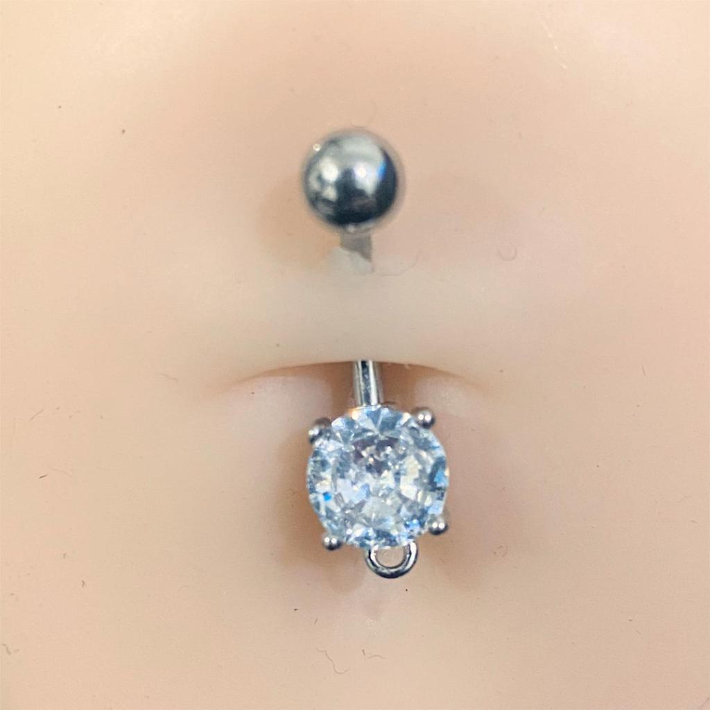 Exotic Butterfly Heart Bow Zircon Inlaid Navel Ring, 316 Stainless Steel, European & American Style