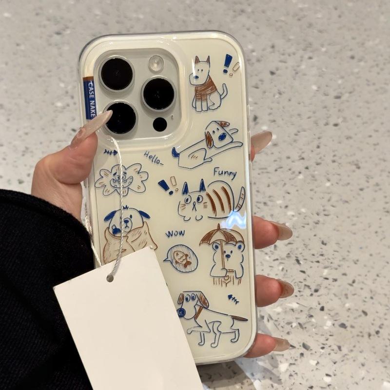 Cute Pure White Graffiti Cat Rocking Stand for IPhone 17 Promax for Apple 15 Phone Case 14 For   iPhone 16