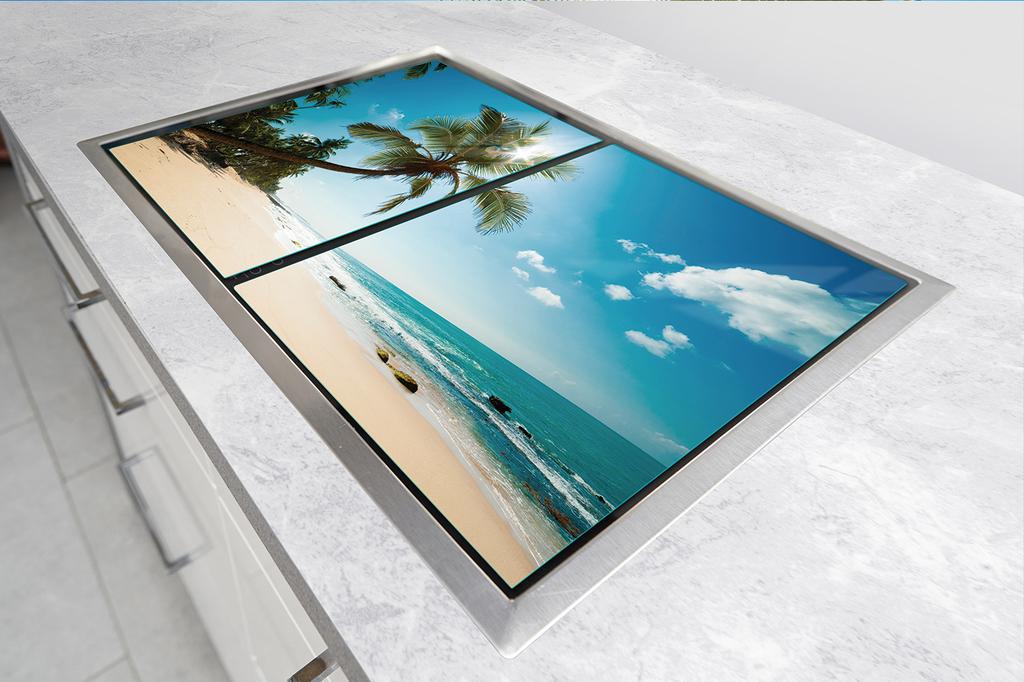 SZKLANA PŁYTA OCHRONNA NA KUCHENKĘ 90x52 PLAŻA