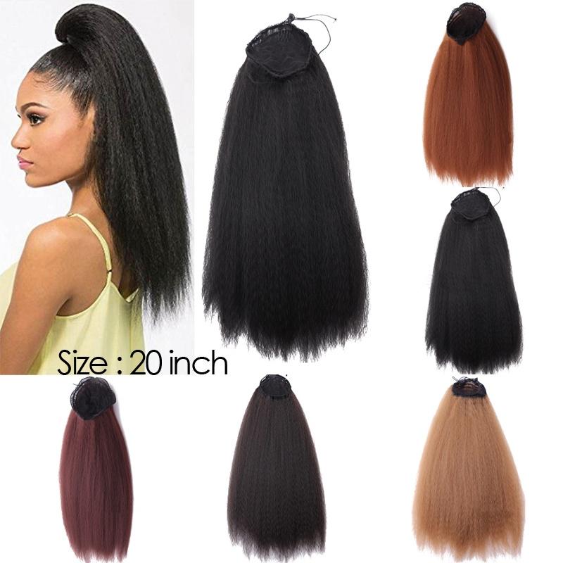 20 Inches Straight Drawstring Afro Puff Fake Bubble Ponytail