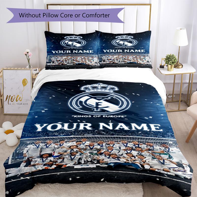 Real Madrid Club Customized Name Bedding Set Perfect for Study room Soft Bedding Home Decor Best for Christmas