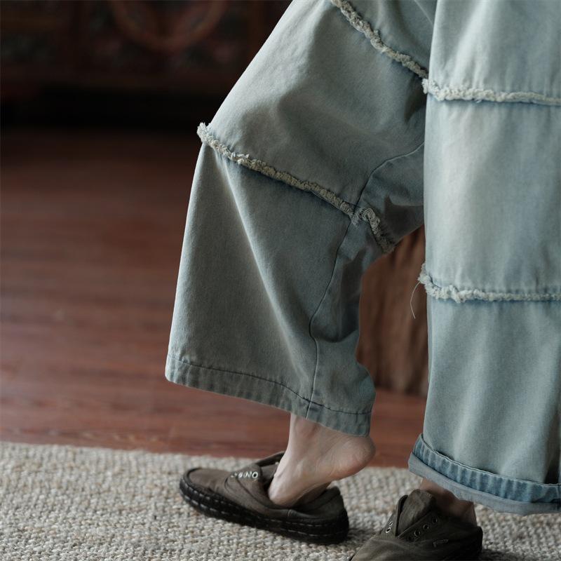 

Women s Retro Loose Fit Frayed Jeans 2116 One Size светло-синий