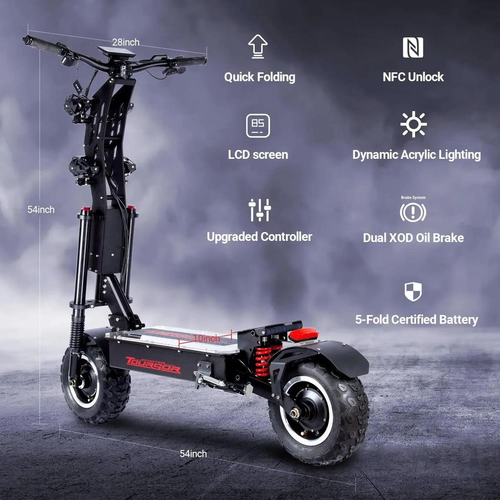 Upgraded Al-Alloy NFC Electric Scooter Smart Control 72V 50A 10000W 13 Inch Off-road/City Tyre Speed 120KM/H Elektro Scooter