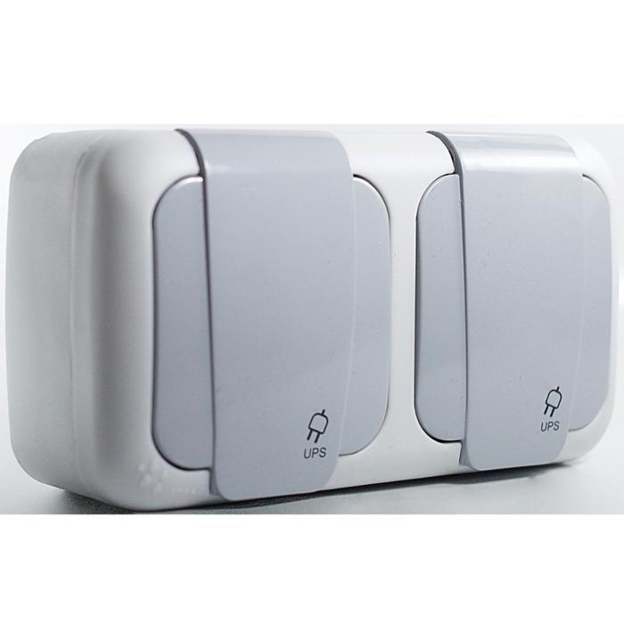 Lot de 5 double prise 2P+T étanche IP54- Viko by Panasonic - Gris - NF