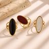 Exquisite Oval Mother-of-Pearl Stainless Steel Ring: Elegant, Versatile Hand Jewelry for Women
