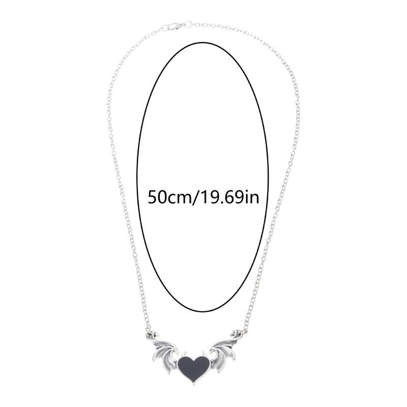 Devil Wing Heart Necklace Retro Hip Hop Style Pendant for Birthdays Anniversary Christmas Gothic Cosplay Punk Costume