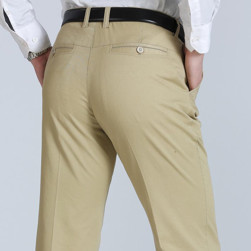Men's Summer Cotton Casual Pants – Lightweight, Mid-Rise, Straight-Leg, Suitable for Middle-Aged and Elderly