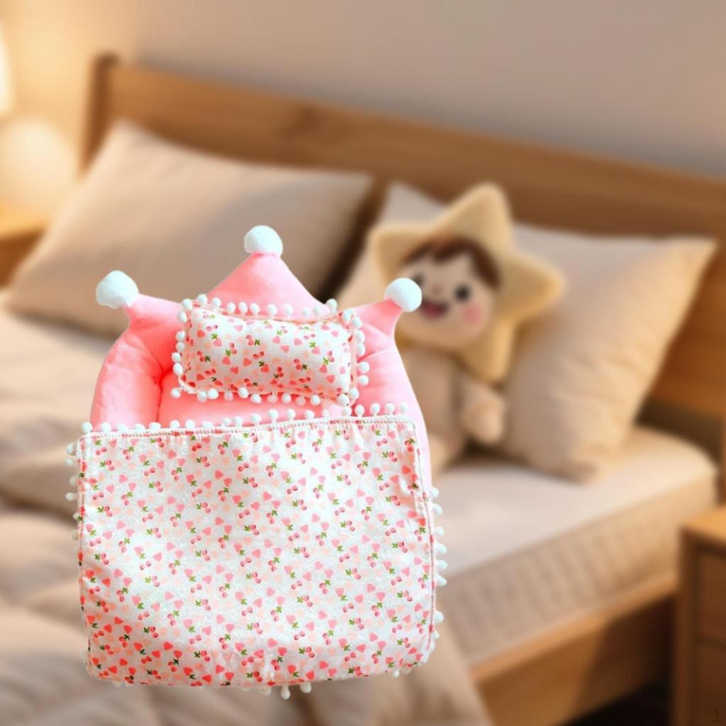Doll Bed Desktop Display Quilt Mattress Pillow Miniature Furniture for Bedroom Decoration