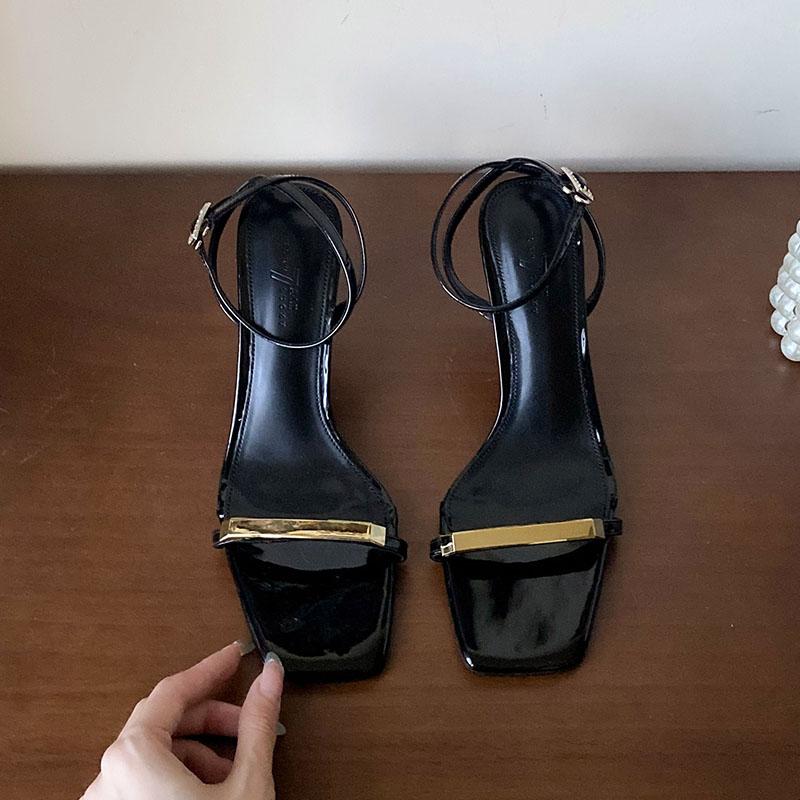Fashion Fashion Metal Ladies High Heels Pumps Shoes 2025 New Summer Spring Female Buckle Strap Footwear Women Thin Heels Shoes Sandals
