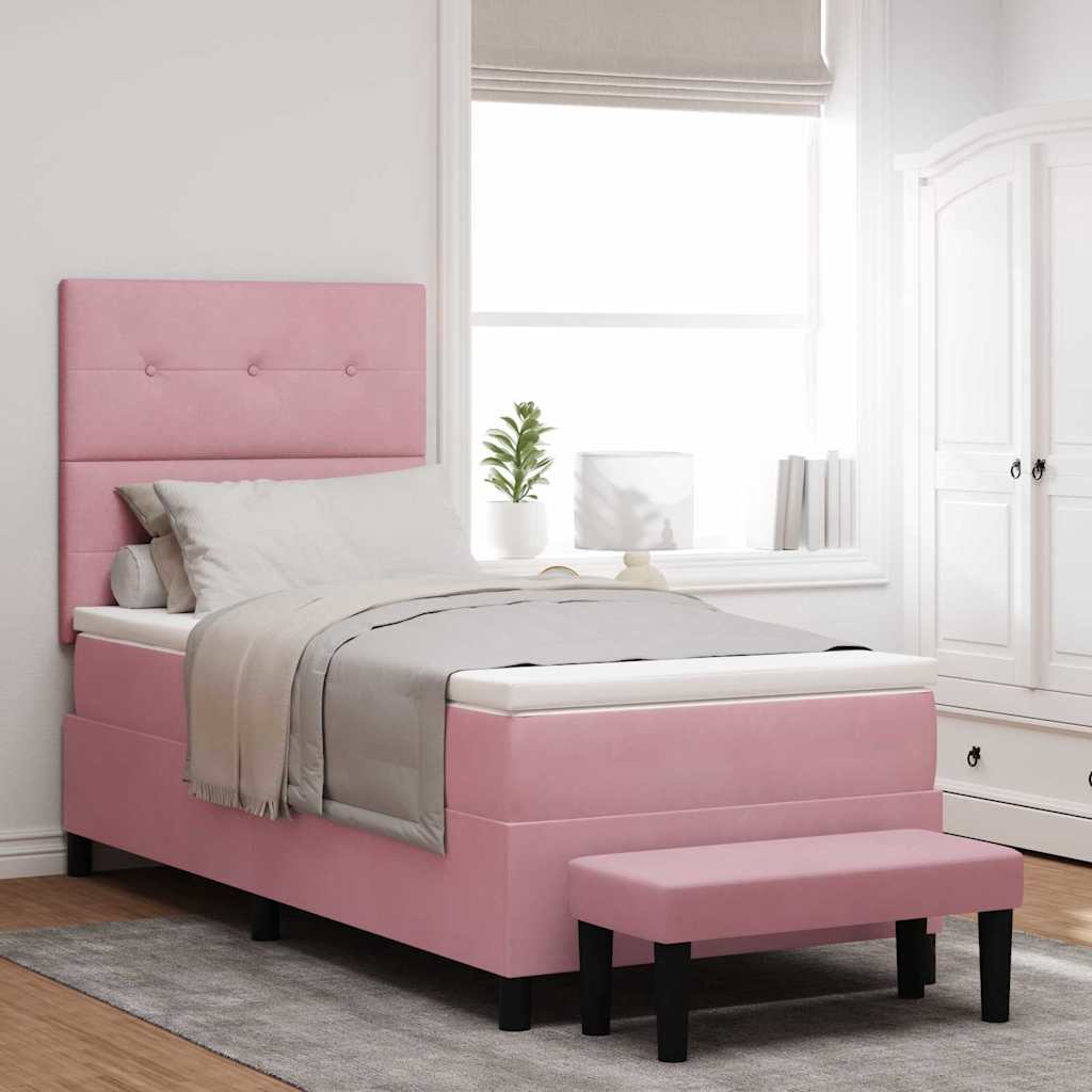 Pink Box Spring Bed with Headboard 200 x 100 cm Velvet