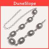 Vintage Metal Womans Waist Chain With Carved Simulated White Turquoise Pendant For Formal Dresses