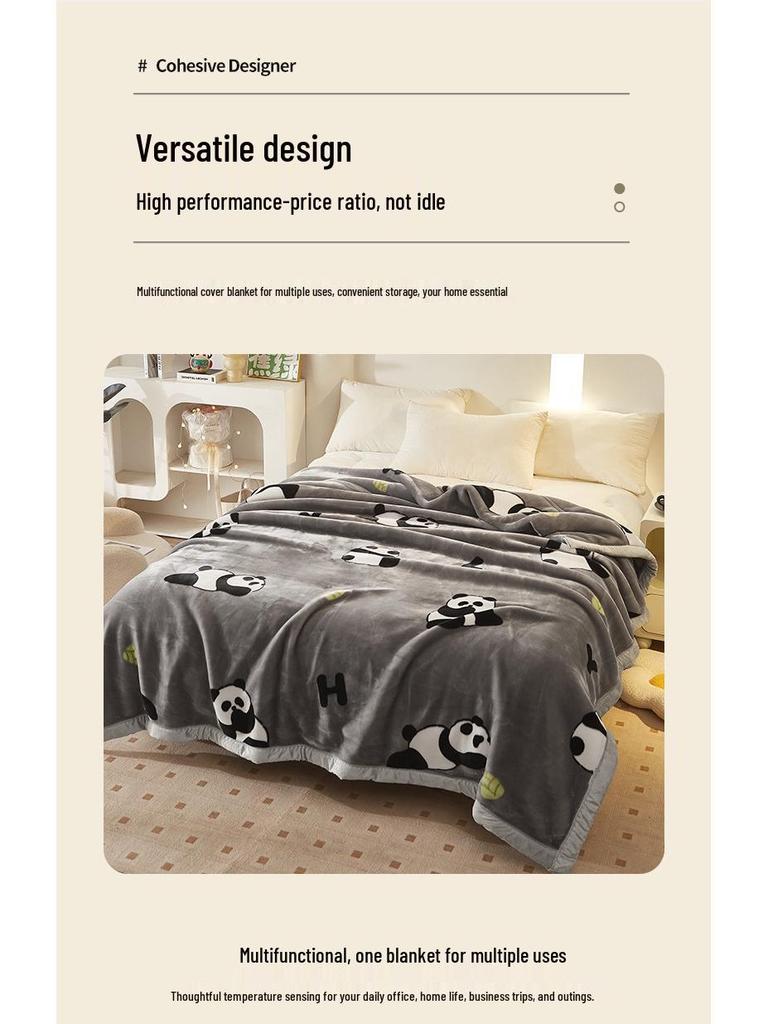 Double-Sided Coral Fleece Raschel Blanket - Thickened Velvet Cover for Autumn & Winter, Perfect Wedding Gift