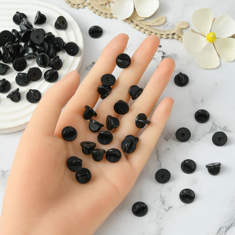 100 Piezas Traseras de Goma Negra para Pines de Solapa, Pasadores para Gemelos, Cierres para Insignias, Suministros y Accesorios para Hacer Joyería