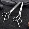 Silver 6 Inch Household Haircut Hairdressing Scissors Flat Scissors Bangs Scissors Knife Holder Scraper Set