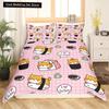 Japanese Sushi King Queen Duvet Cover Little Cat Bedding Set Novelty Cartoon Pet Animal Japan Food White Polyester Quilt Cover