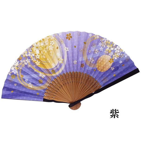 Senbonzakura Cherry Paper by Shojuan (Thousand Blossoms) Fan, 21cm, (Purple)