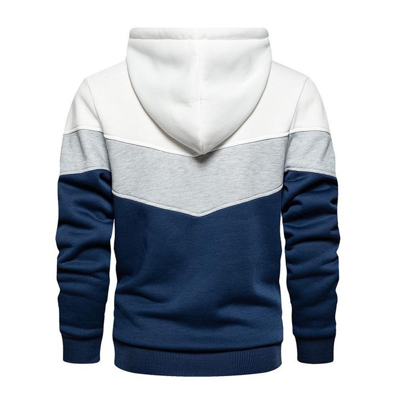 Autumn-style Color-blocked Loose-fitting Casual Pullover Hoodie with Side Seam Pockets for Young People