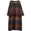 Artistic Temperament Cotton Linen Round Neck Long Sleeve Casual Dress for Women