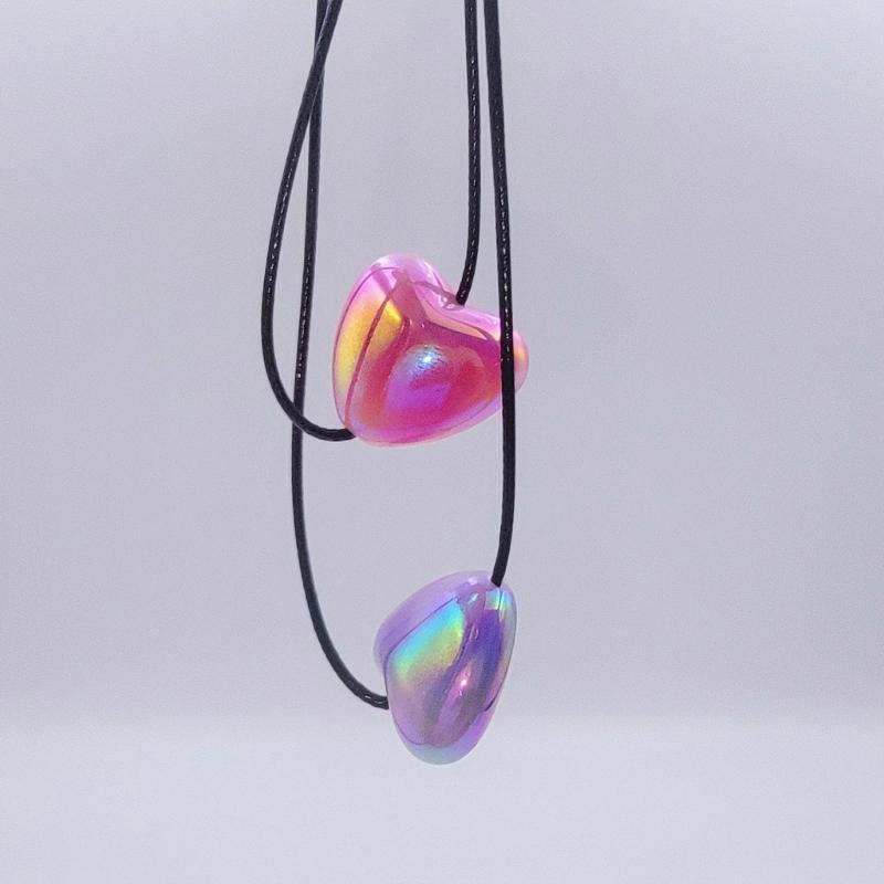 Sweet Heart Pendant Necklace Silver Heart Necklace Fashion Jewelry Women Y2K Gradient Heart Choker Fashion Decoration
