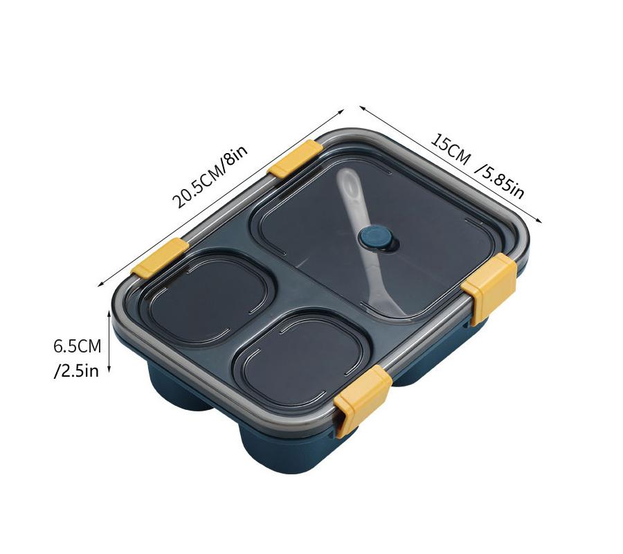 Divided Bento Box for Students Three Divided Lunch Box Covered Soup Box Plastic Kitchen Tableware Microwave Sealed Lunch Box