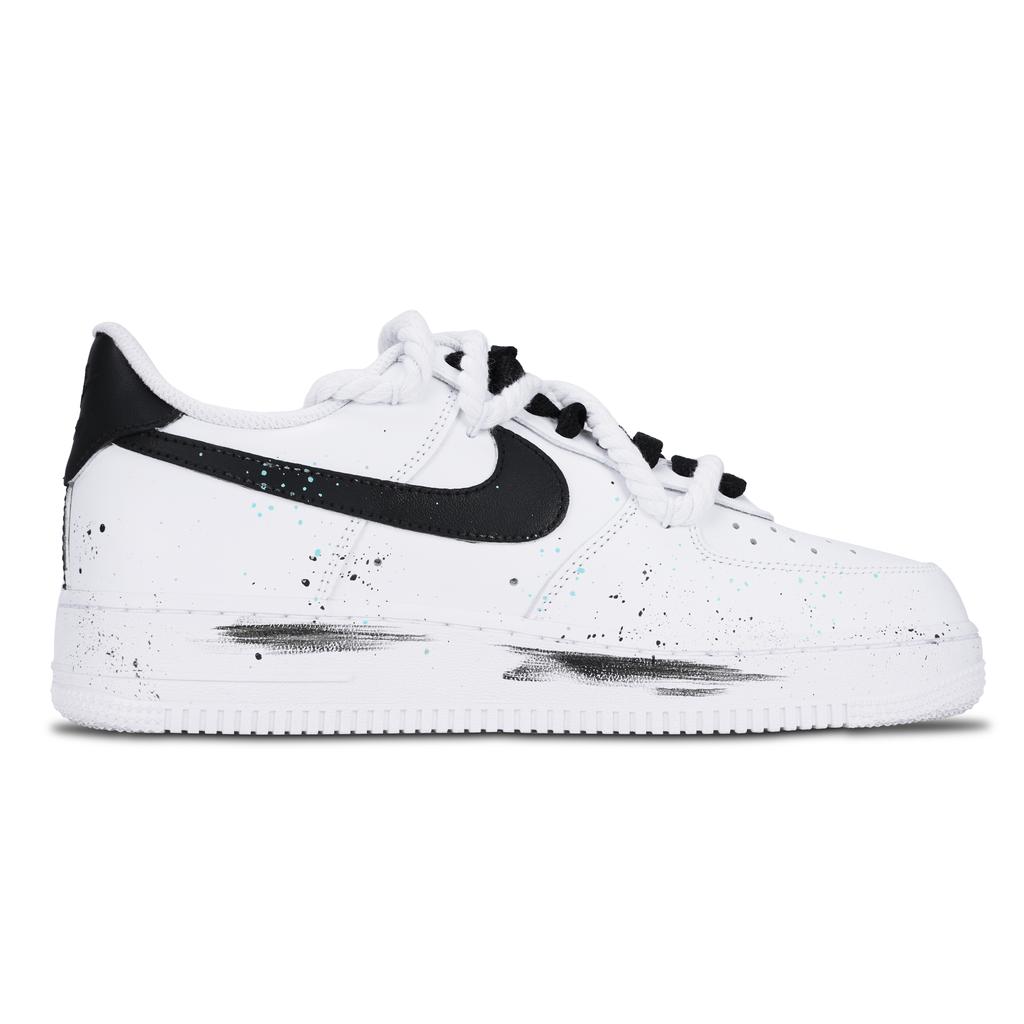 Nike Air Force 1 Black White Splatter Non Slip And Waterproof Low Top Skateboard Shoes Men's Black White CW2288-111(Team1001-)