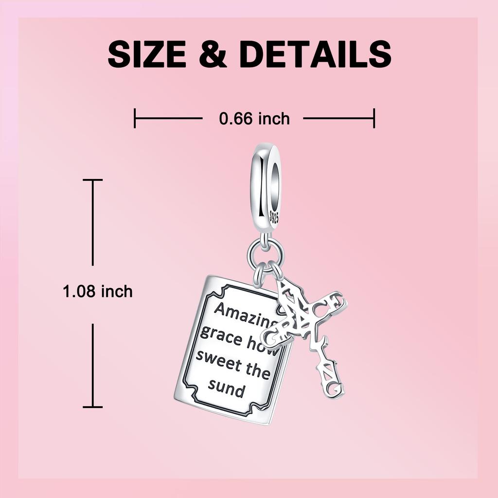 Copper Holy Bible Amazing Scriptures Cross Pendant Charm Fit Original Charm Bracelets Women Diy Jewelry Gift