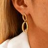 Distinctive Elliptical Stud Earrings for Women Hand-made Chain Stainless Steel Earrings Minimalist Waterproof Jewelry Gift