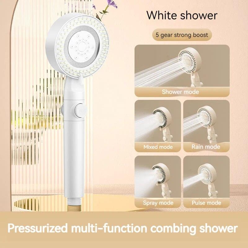 Dd-home Bathroom Accessories Black Gas Rain Mist Increase Water Heater Pressure Summer Showers Heads Polishing for Country House