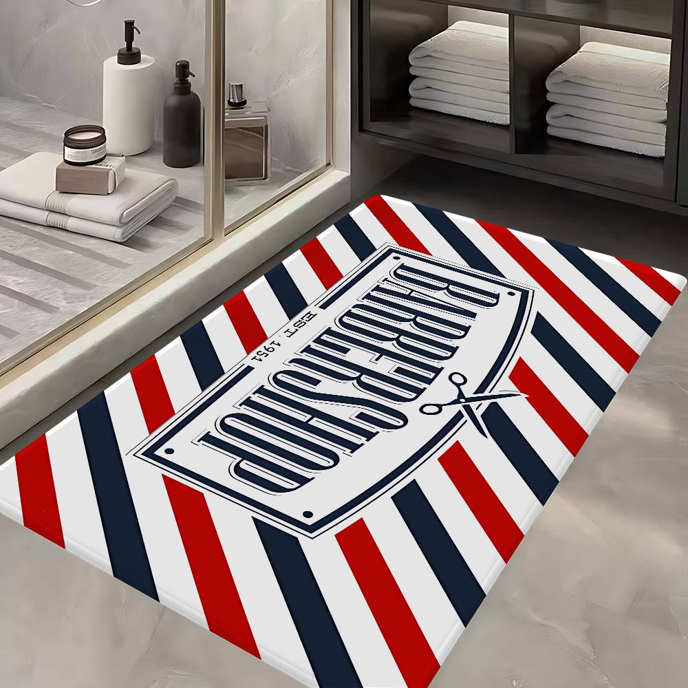 Barber Shop Fashion Floor Mat Rectangle Anti-slip Home Soft Badmat Front Door Indoor Outdoor Mat Welcome Doormat