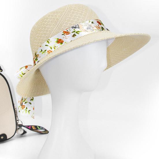 Chapeau de soleil pour femme Couleur unie Trous respirants Large bord Chapeau de plage Couvre-chef