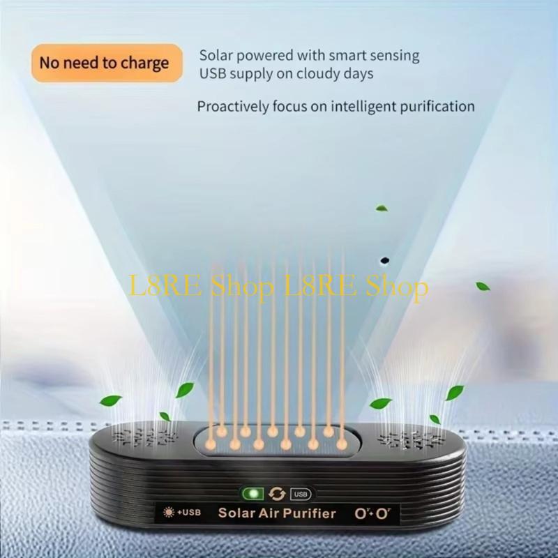 L8RE Solar/USB Car Air Purifiers Fresher Air Odor Removal Smokes Odor Removal Plastic