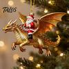 Durable Resin Decoration Santa Claus Dragon Rider Christmas Ornament, 2D Acrylic Red Decorative Pendant for Party with Flying Tree Hanging Decorations
