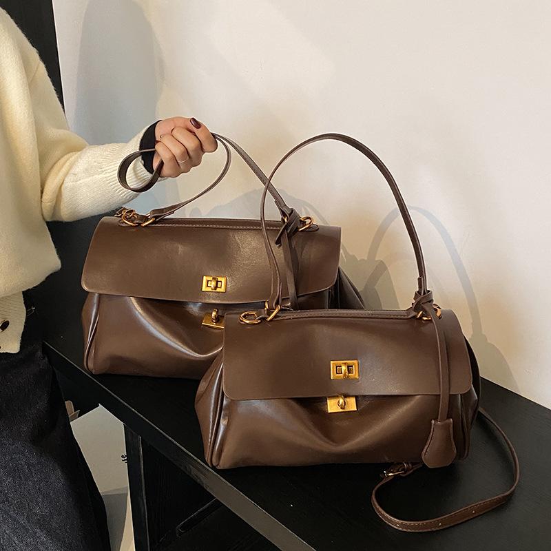 Premium commuter large-capacity bag women's 2025 new solid color messenger bag fashionable shoulder bag tote bag