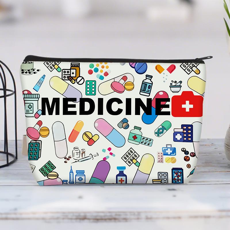 

Складная дорожная косметичка на молнии с тематикой медицины, легкий цветной органайзер для косметики и туалетных принадлежностей, идеальный подарок для женщин, повседневная сумочка Bag