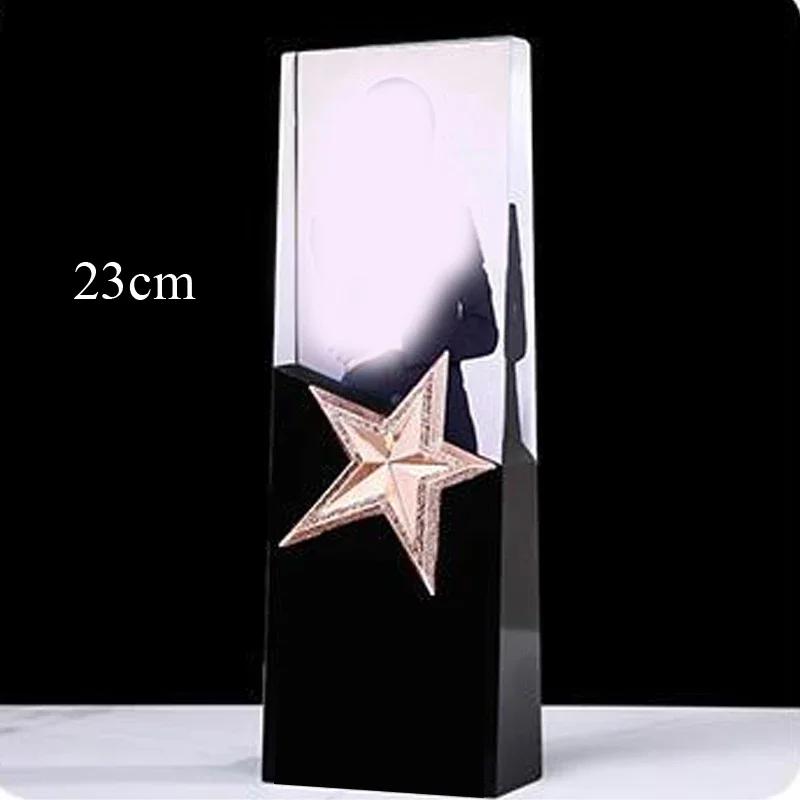 Customized Portrait Photo Color Printing Crystal Trophy Enterprise Excellent Employee Home Decor Award Honor Lettering Medal 1Pc